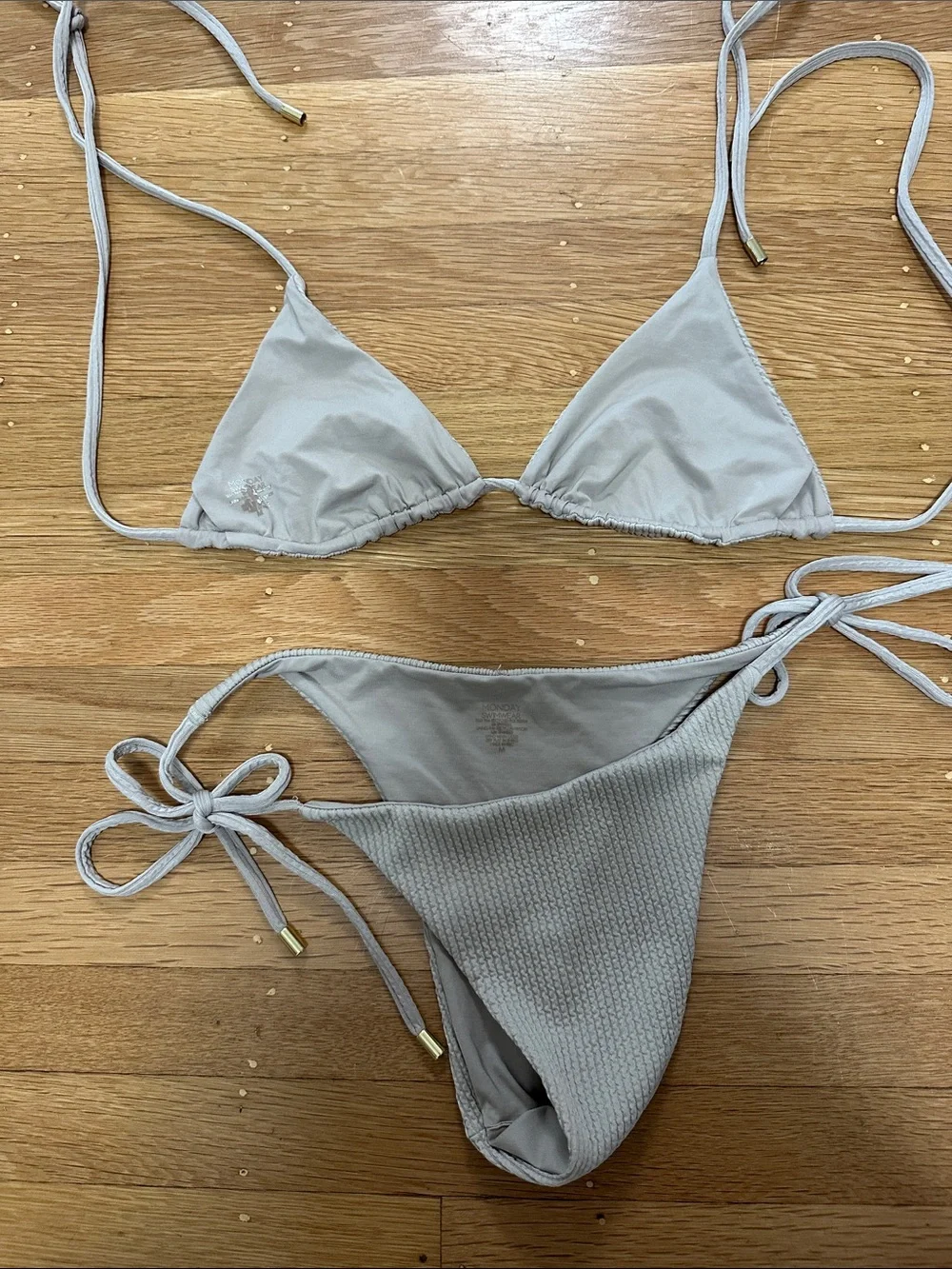 Monday swimwear - Palma Top and bottom - Oat Crinkle - Oat Crinkle / M × 1